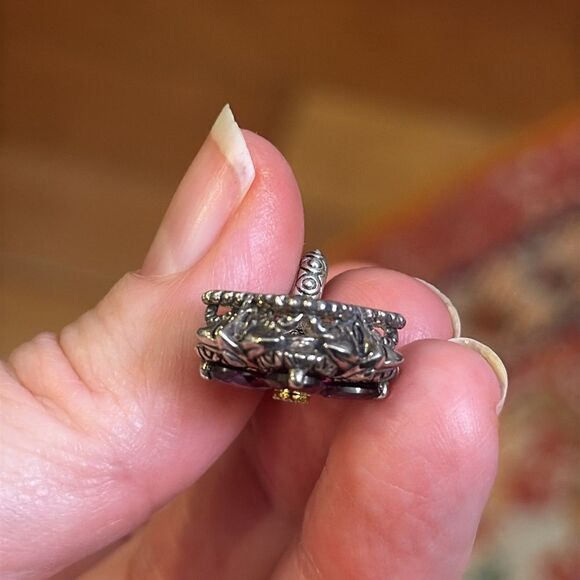 BARBARA BIXBY RHODOLITE GARNET LOTUS FLOWER PENDANT JAN B-DAY NWOT EXC 18K & SS - Picture 7 of 12